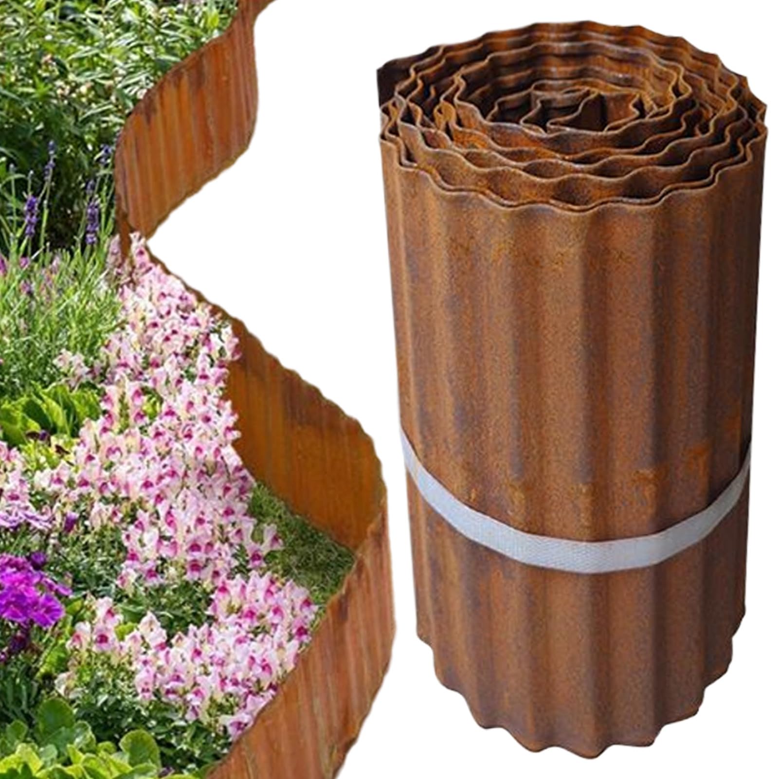 Bordure d'aménagement paysager – Bordure de pelouse, Design ondulé de 10 m, clôtures métalliques Flexibles, Protection Murale de terrasse, de Gravier, barrière de Jardin pour Piscine extérieure