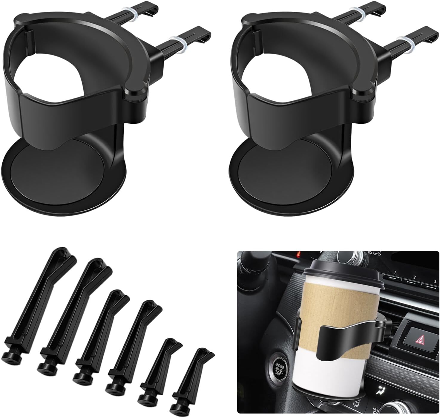 Car Cup Holder, 2 Pcs Air Vent Cup Holder for Car, Car Drinks Holder Universal Adjustable Car Vehicle Cup Holder, with Car Ventile clips, Car Cup Holder for Water Coffee Juice Bottle Stand