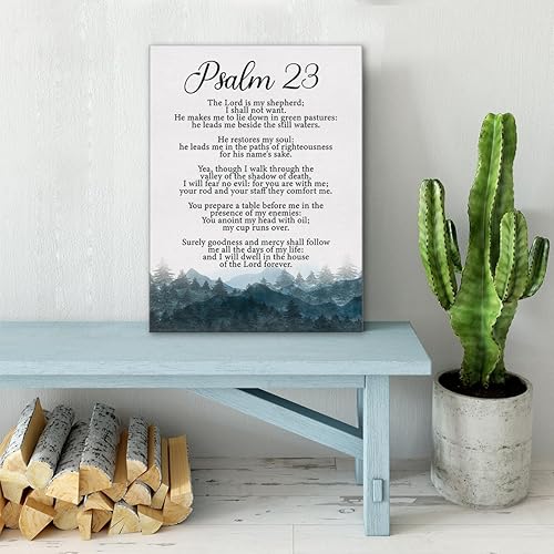 Miniatura 5 de Lienzo decorativo cristiano para pared, Salmo 23, el Señor es mi pastor, lienzo impreso con escritura positiva, pintura en lienzo para el hogar,