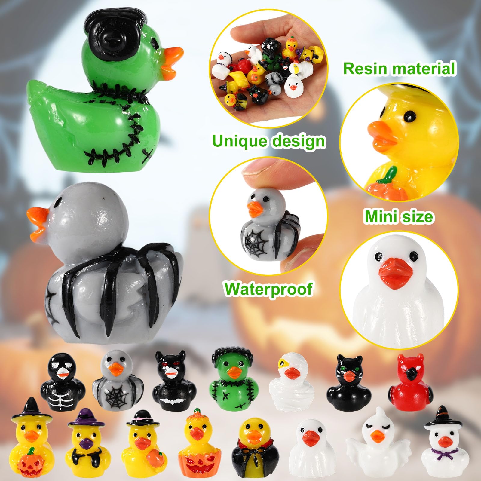 90pcs Halloween Mini Resin Ducks - Image 4