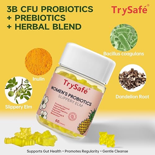 Miniatura 3 de Gomitas probióticas para mujer, sabor a piña, 3B CFU Bacillus coagulans con nulina, raíz de diente de león y olmo resbaladizo - Apoya la salud