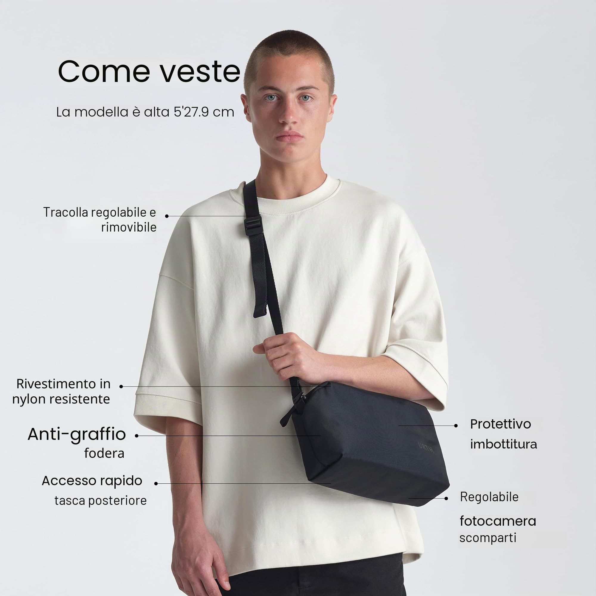 Urth Dolomite 5,1L Borsa a Tracolla per Fotocamera - Resistente all'acqua, Riciclata, Borsa Multifunzionale per Fotografia DSLR da Tutti i Giorni