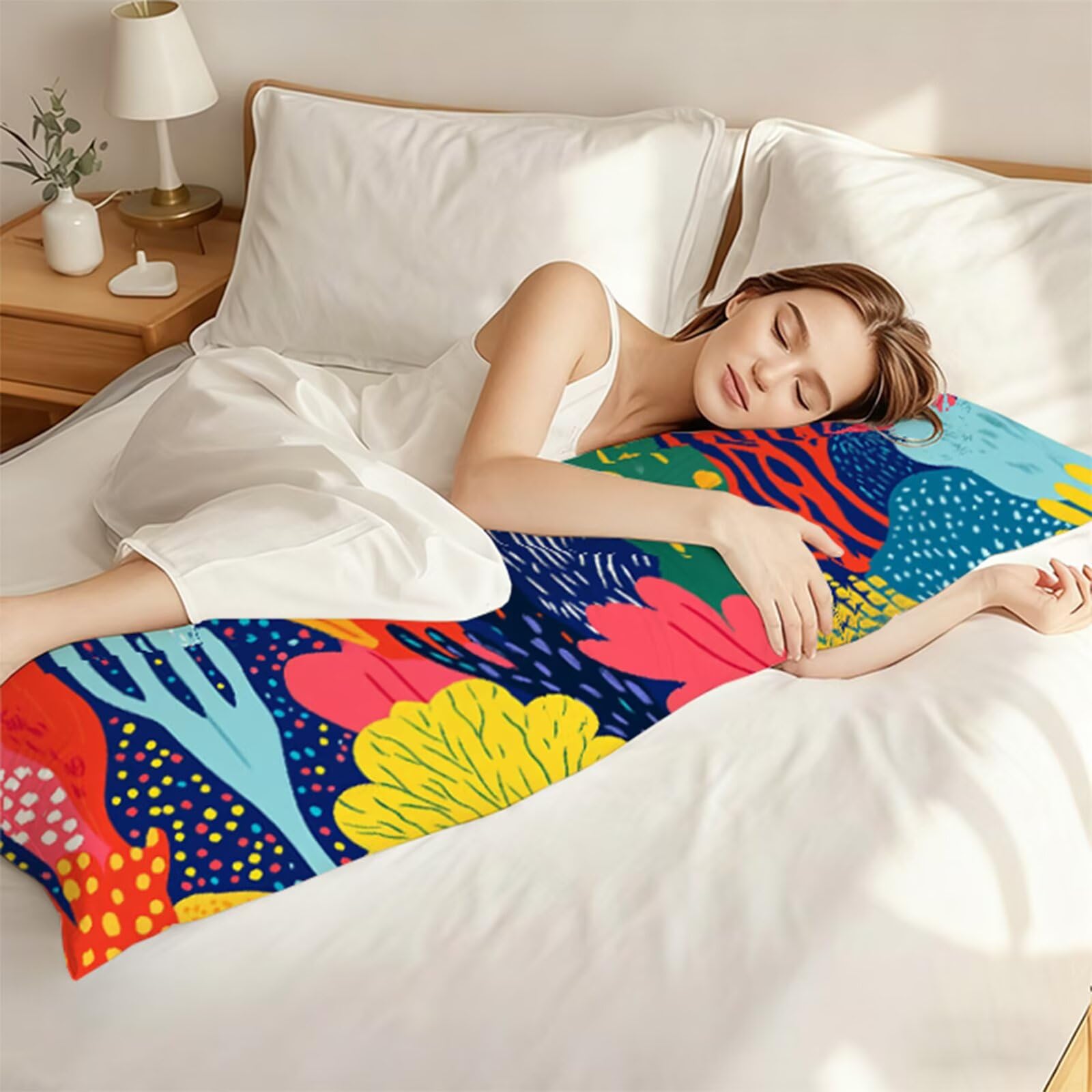Poszewka na poduszkę do spania na boku, abstrakcyjna poszewka na poduszkę, 50 x 180 cm, długa, z zamkiem błyskawicznym, długie poszewki na poduszki, do karmienia, ciąży, dla osób śpiących na boku