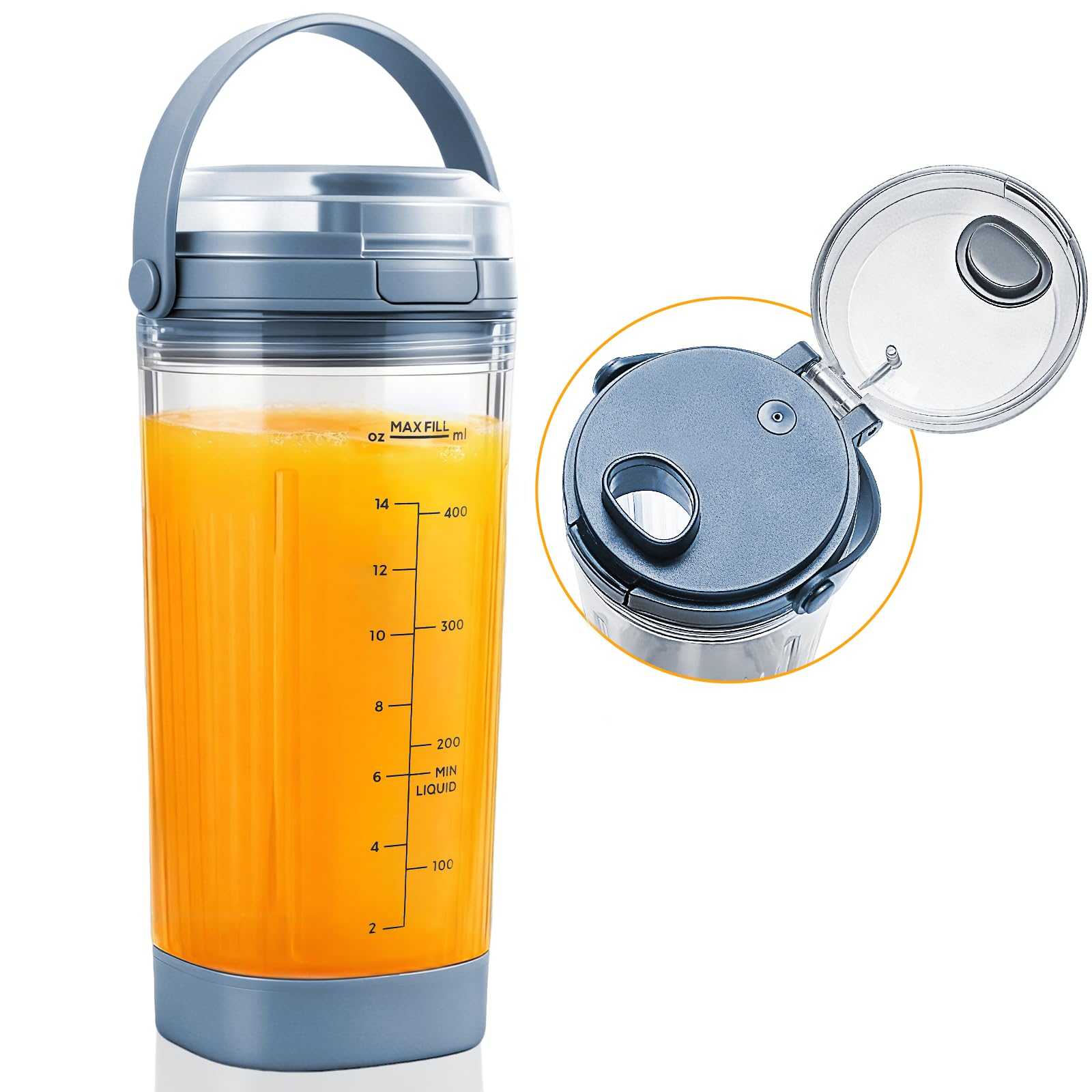 Gdrtwwh Blender Cup 18oz with Drinking and Sealing Lid Compatible with Ninja BC100 and BC151 Series, Ninja Blender Replacement Parts (Blue)