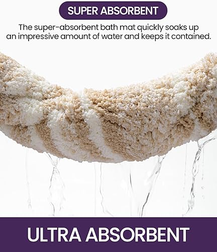 Miniatura 7 de DEXI Alfombra de baño de 24 x 36 pulgadas, antideslizante, lavable a máquina, alfombra de microfibra gruesa absorbente, alfombra de felpa suave para