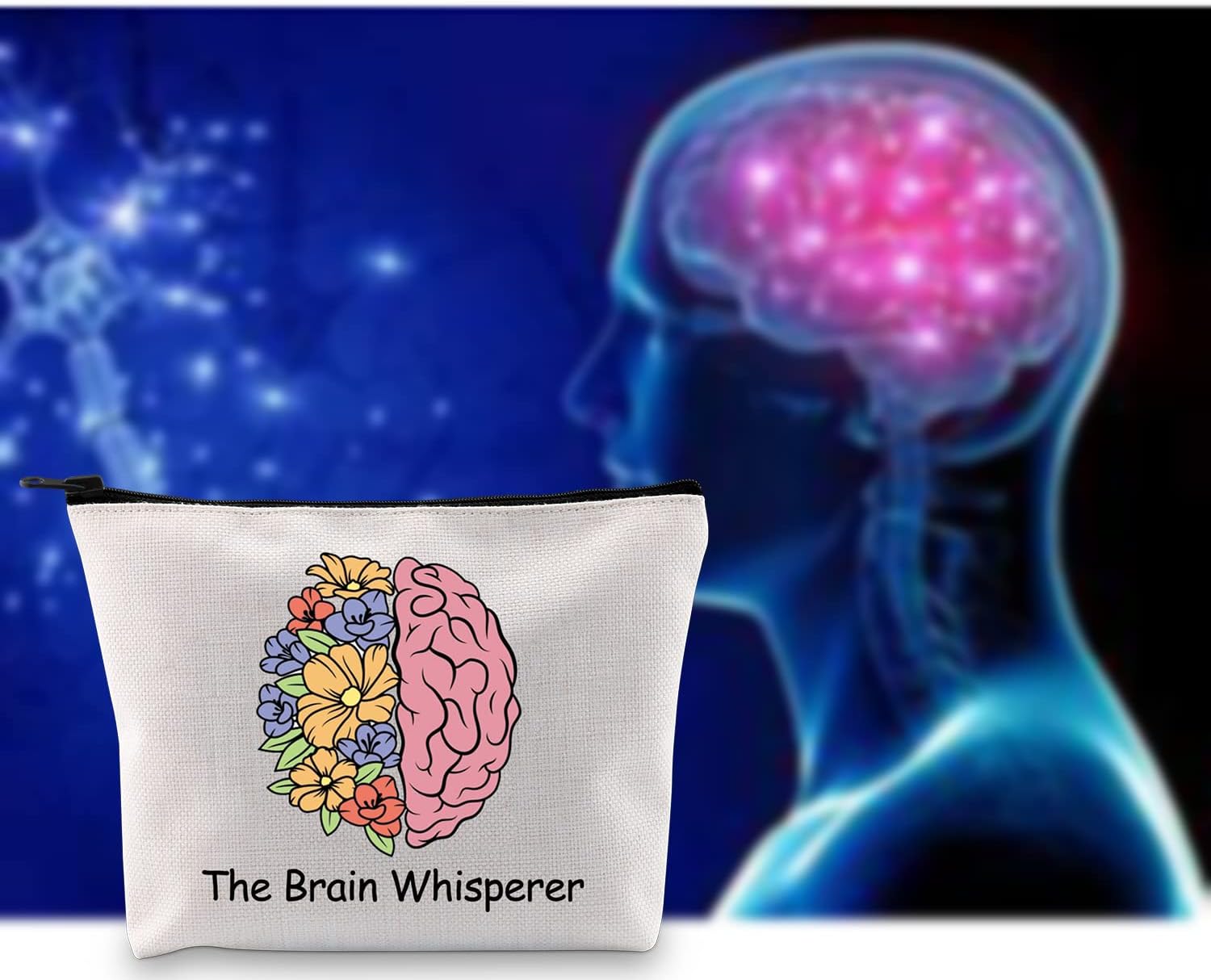 G2TUP Neuroscience Gift The Brain Whisperer Makeup Bag Neuroscience Cosmetic Bag Neuroscientist Science Gift Neurology Nurse Zipper Travel Pouch (The Brain Whisperer White Bag) - Image 7