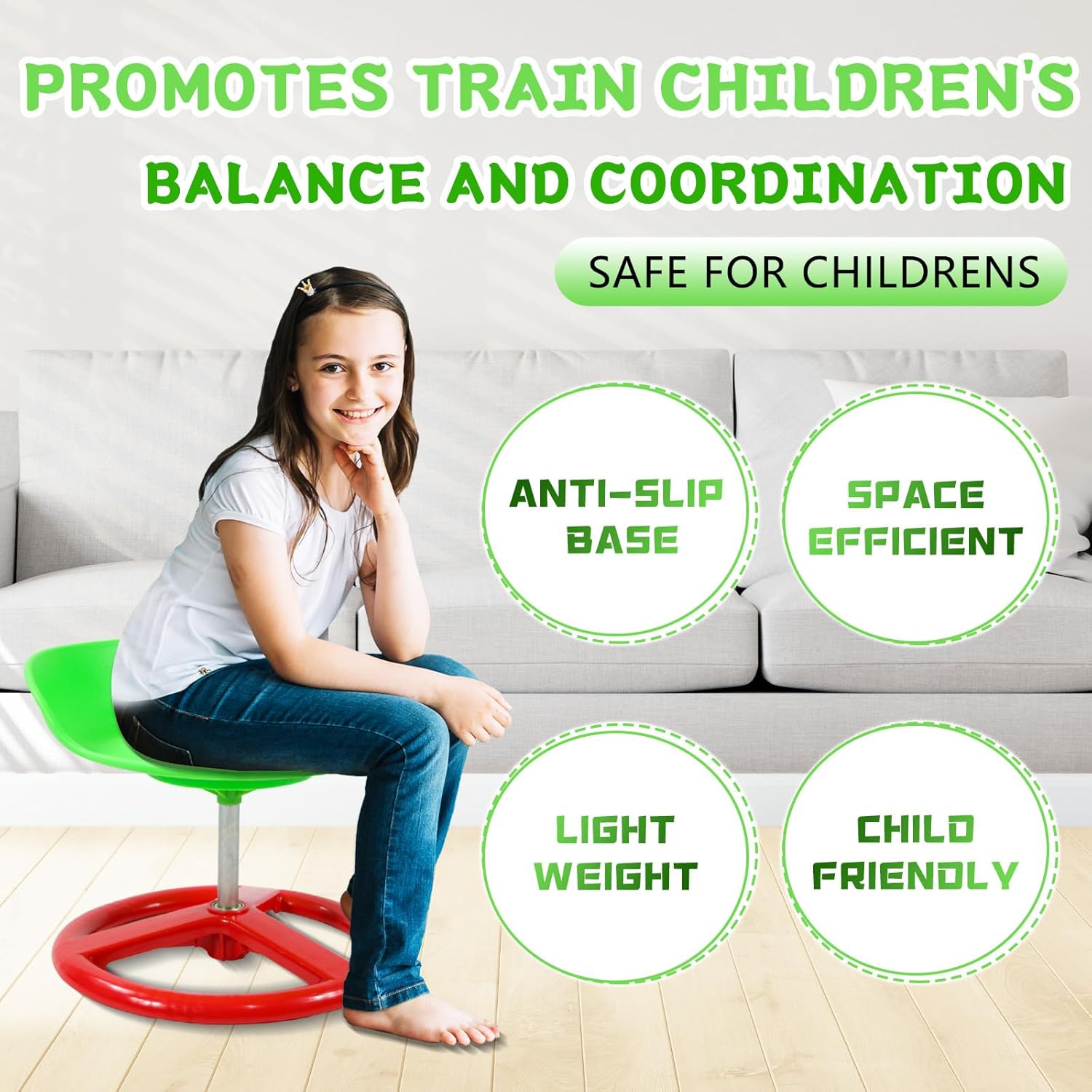 Chairs Kids Wobble Stool， Sensory Swivel Chair for Kids,360 Degree Rotation，Exercise Children's Coordination,Sensory Spinning Chair for Autistic Children (AB010007-1)