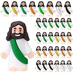 Bememo 25 Pcs Little Jesus Figures Original Design Mini Rubber Jesus Toys to Hide and Seek Religious Party Favors Sunday Baptism Gifts(Fresh Colors)