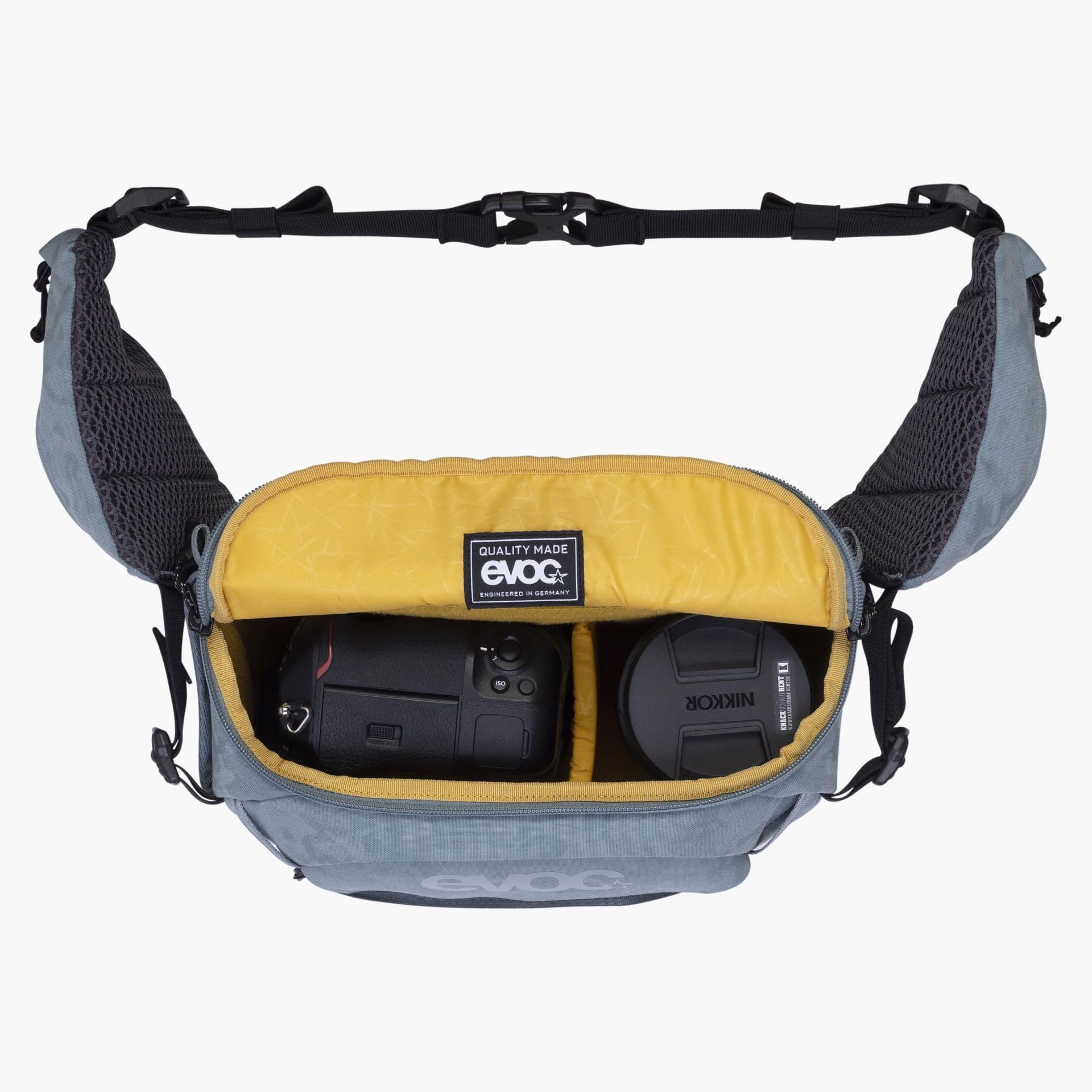 EVOC HIP PACK CAPTURE 6, torba biodrowa (wydajna wentylacja pleców, elastyczne kieszenie boczne, przegródki organizacyjne, wymiary: 14 x 20 x 31 cm, pojemność: 6 l), stalowa