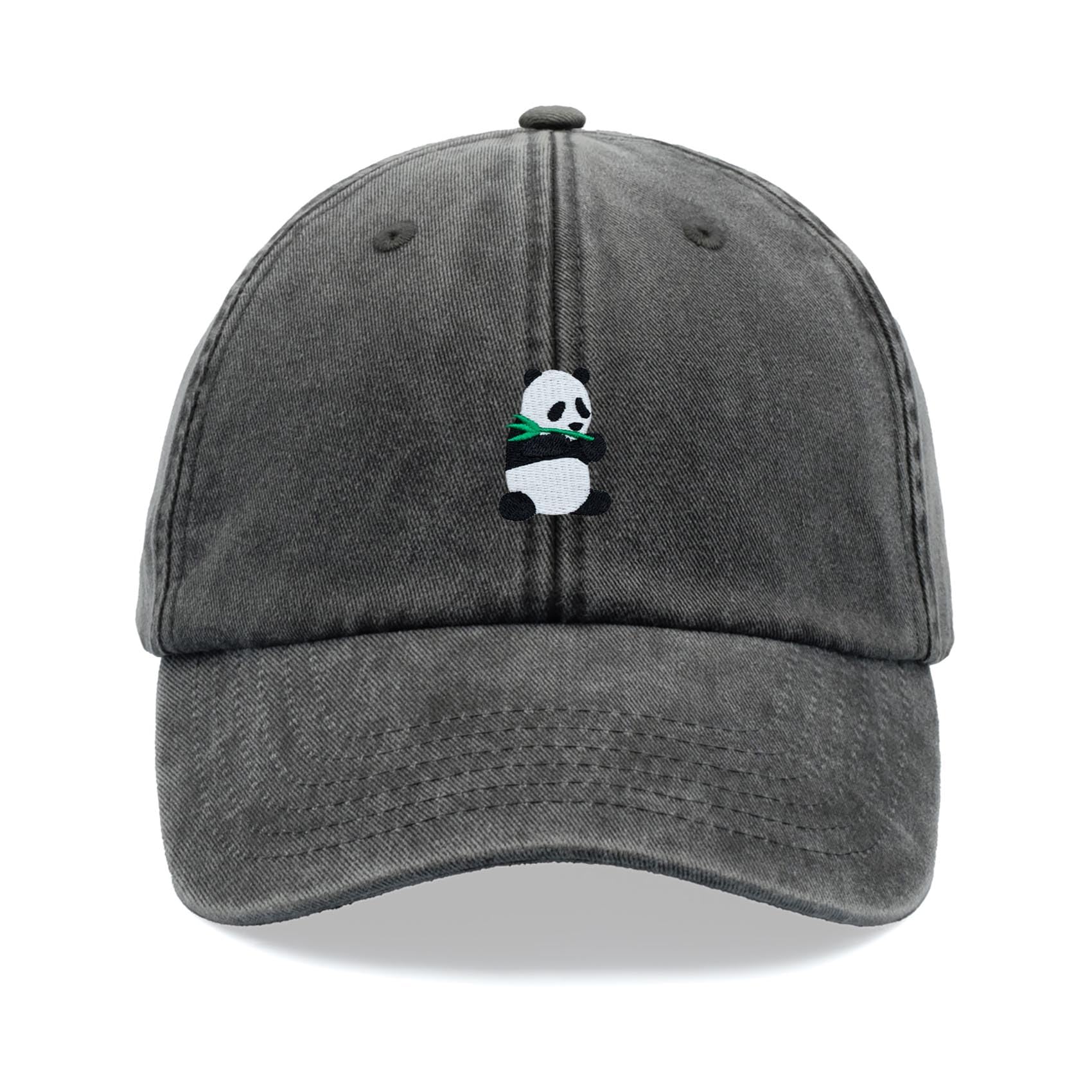 Cap Base Unisex Black Panda Baseball Cap Vintage Washed Dad Hat Low Profile Adjustable