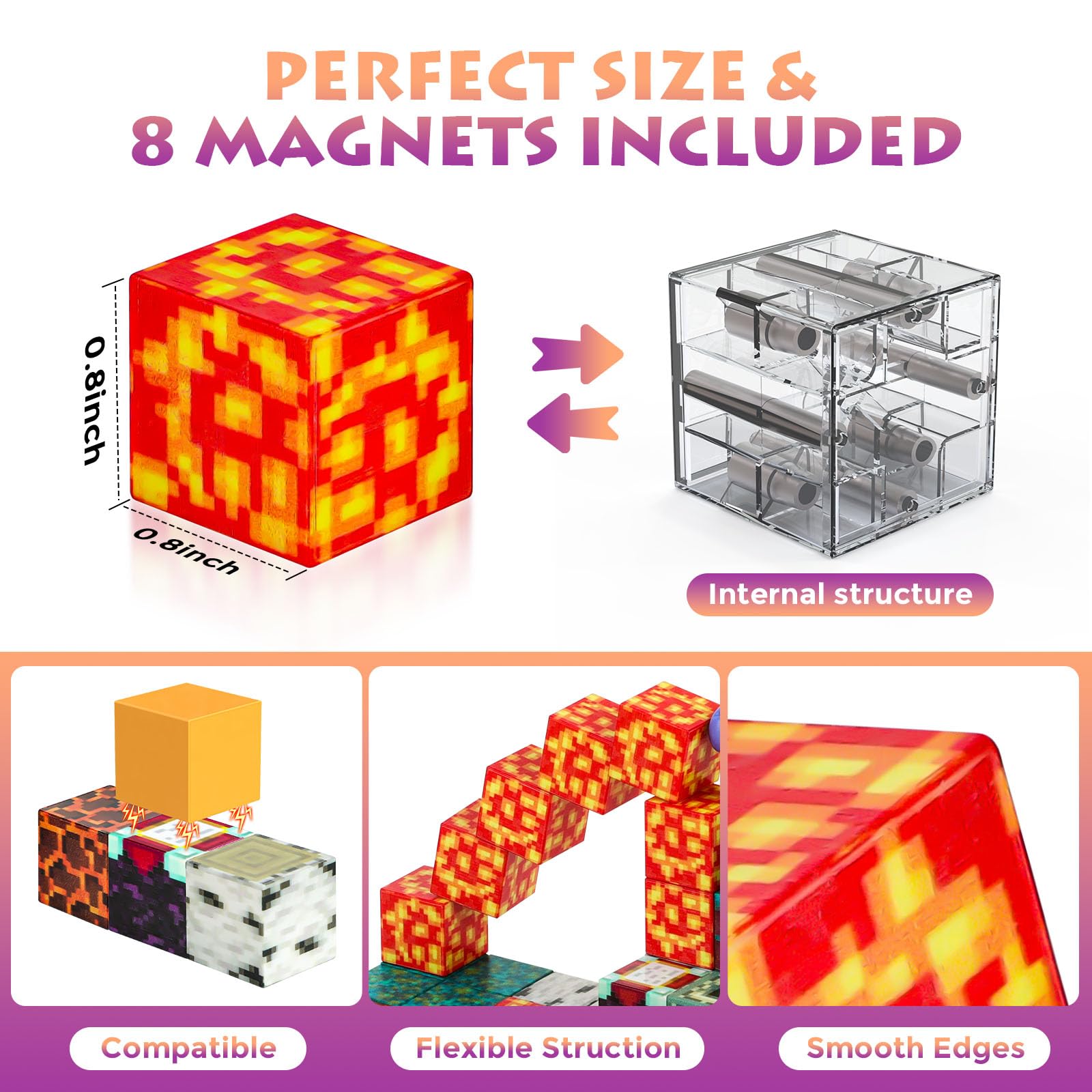 Magnetic Blocks-Build Mine Magnet World Set, Gift For Girls Boys Toys Age 4-6 5-7 8-13 STEM - View #5