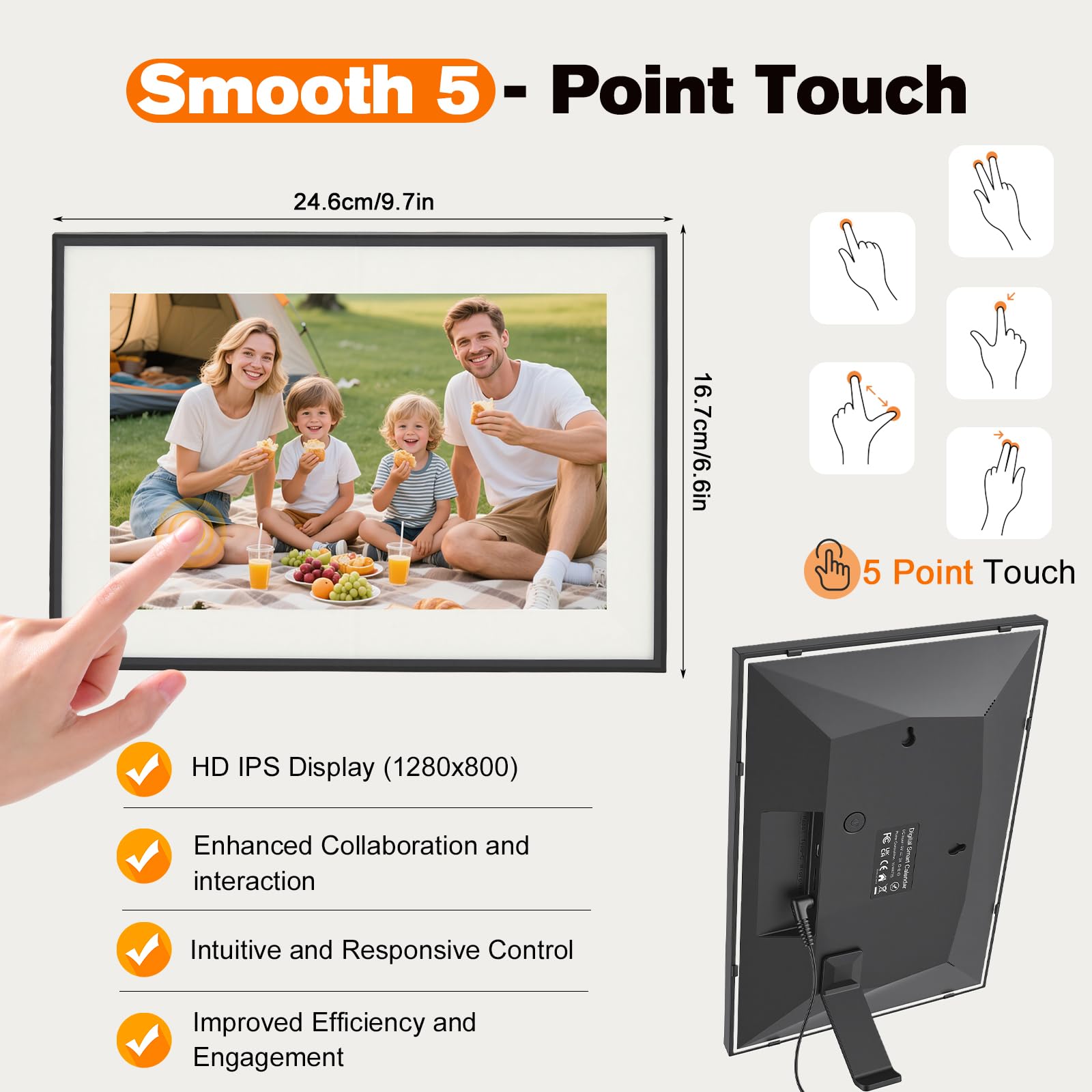 Calendario Digitale 10,1" Touchscreen – Agenda Elettronica Portatile per la Famiglia con Sincronizzazione Wi-Fi, Pianificazione Pasti e Cornice Foto Digitale HD
