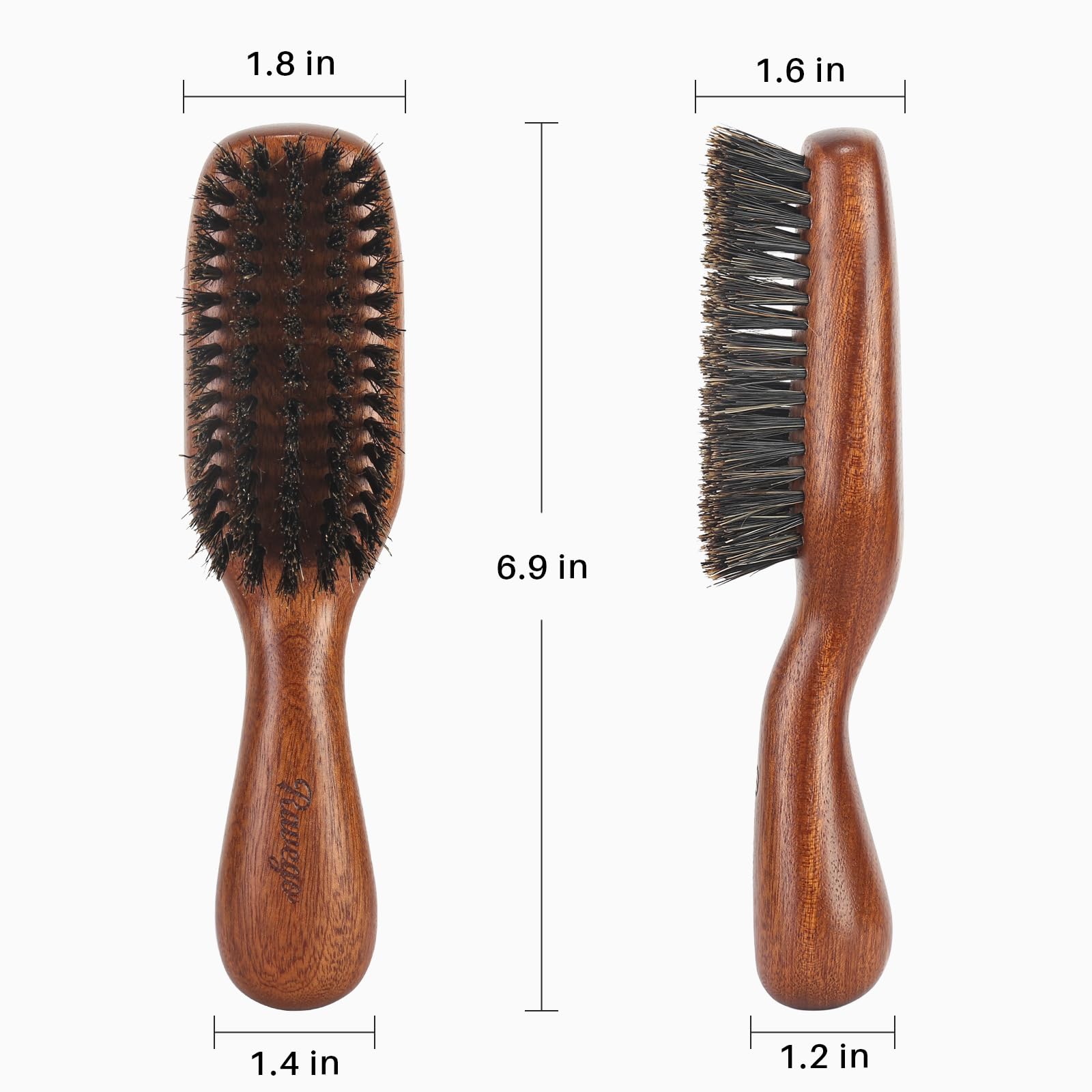 Bartbürste für Herren, 100 % Wildschweinborsten, Bürste für Berad & Kurzhaar, Entwirrung, verleiht natürlichen Glanz und Textur, peelt Haut und Kopfhaut