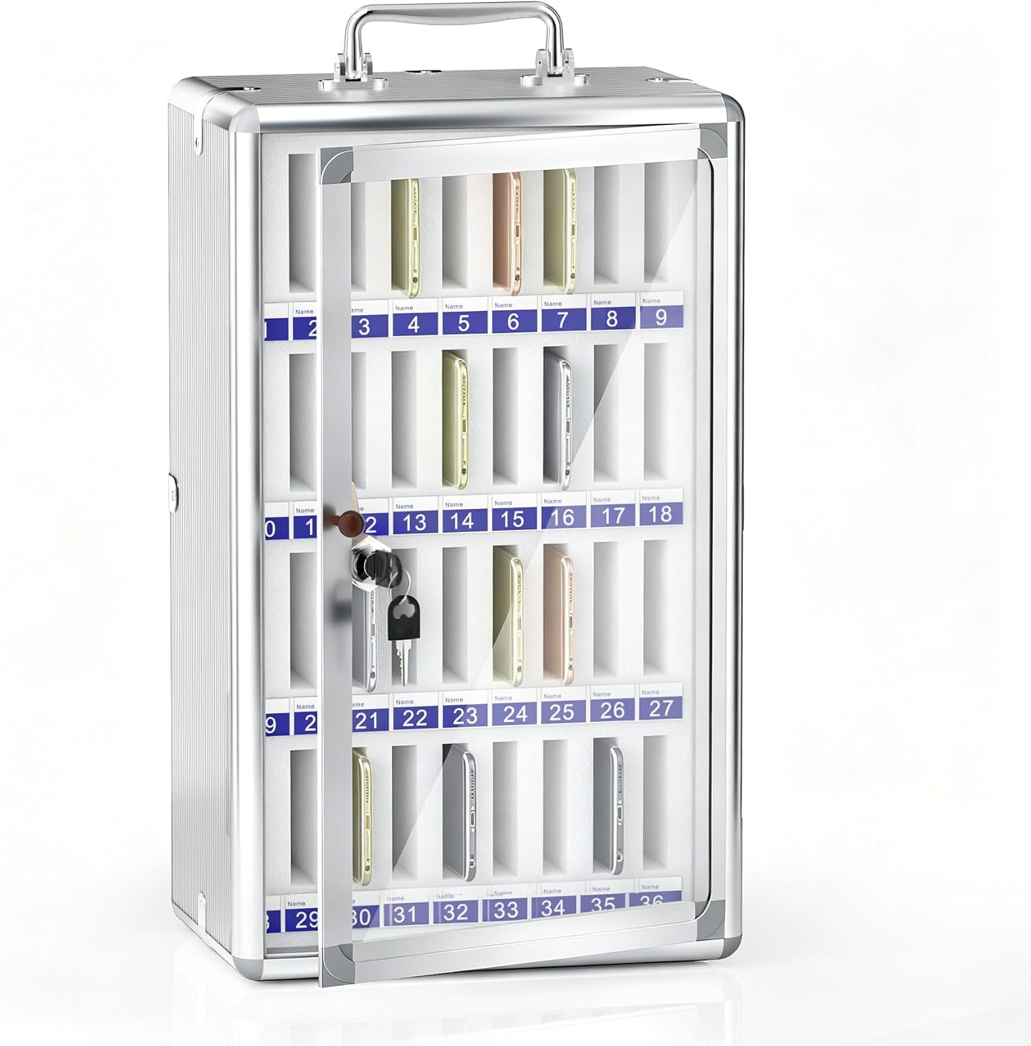 Aluminum Alloy Cell Phone Lock Box, Phone Holder for Classroom, 36 Slots