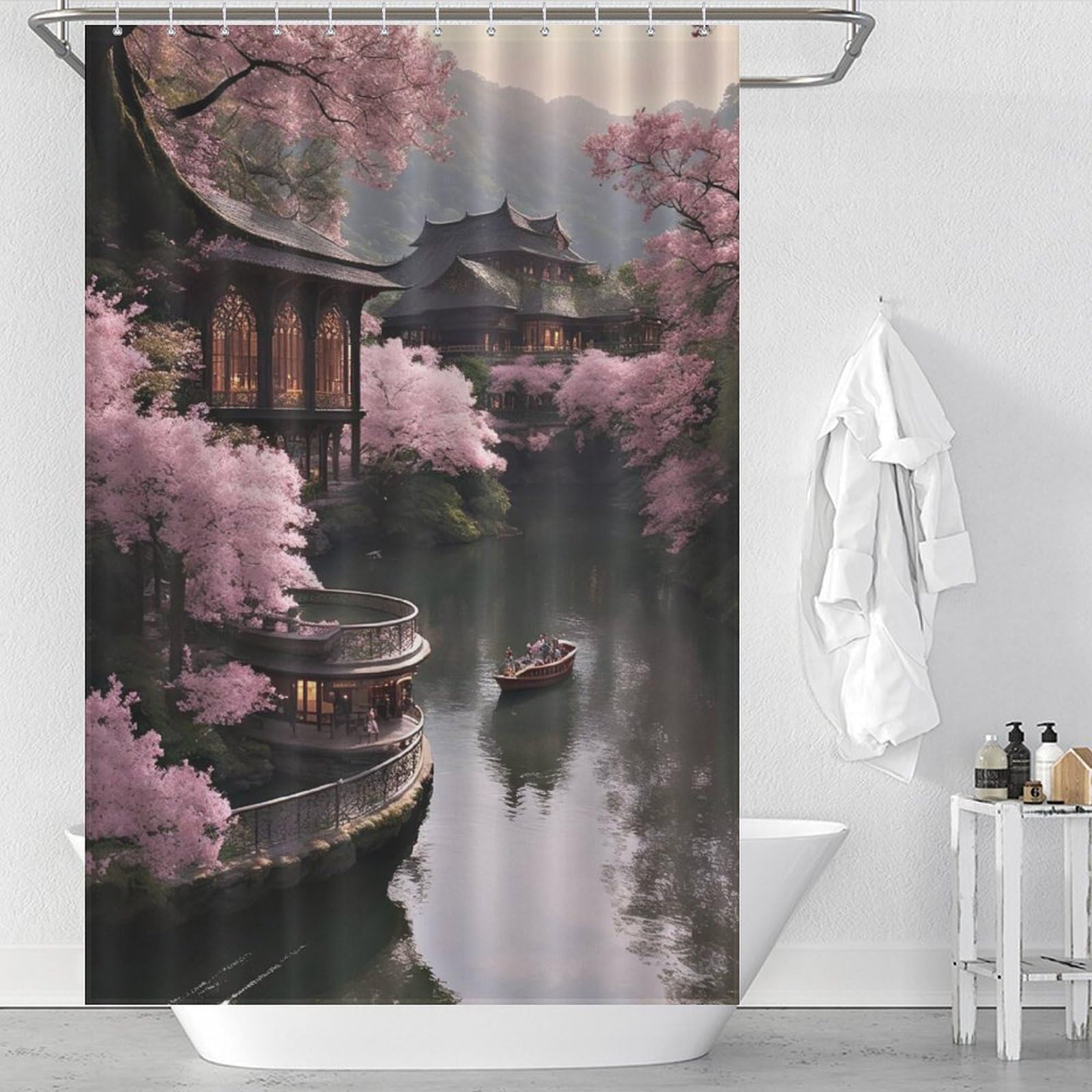Rideau de douche anti-moisissure lavable 122x183cm pour douche et baignoire