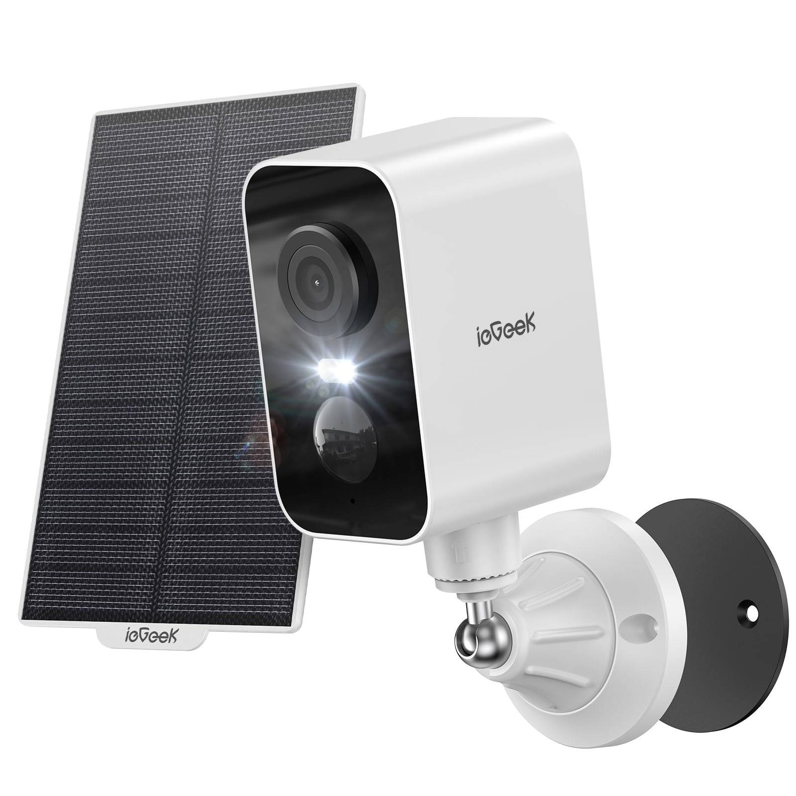 ieGeek 2K Magnética Camara Vigilancia WiFi Exterior/Interior Solar, 300°Vista Panorámica, Camaras de Vigilancia con 5200mAh Batería Recargable, 10M Visión Nocturna Color, PIR Detección Móvil, IP65