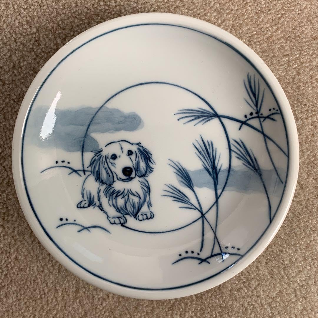 Amazon.co.jp: クリームダックスフンド 飾り小皿 箸置2個 3点セット  