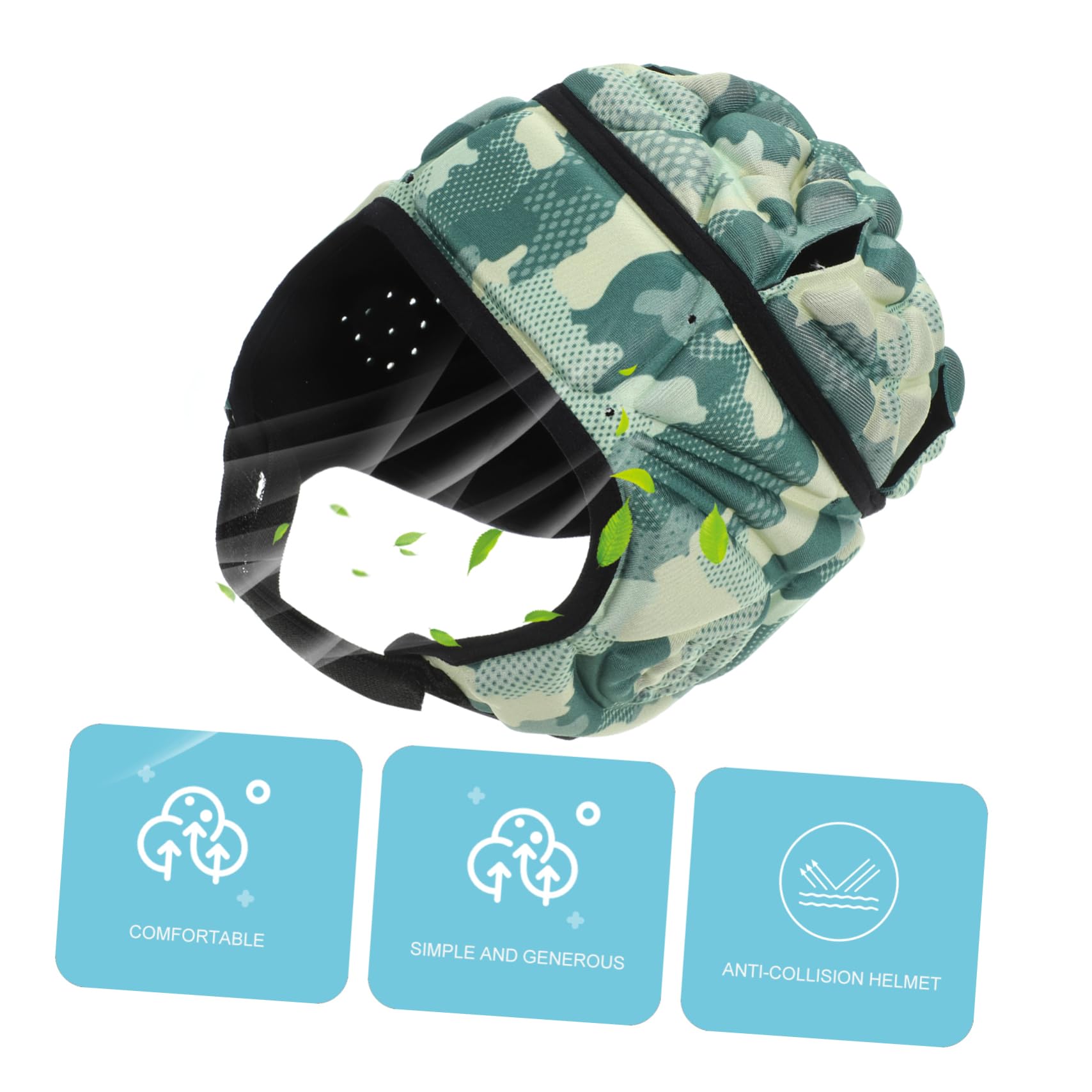 Casco Rugby Niño, Casco para Fútbol Espuma Eva y Poliéster, Transpirable y Ajustable, Protección Cómoda para Jóvenes y Adultos