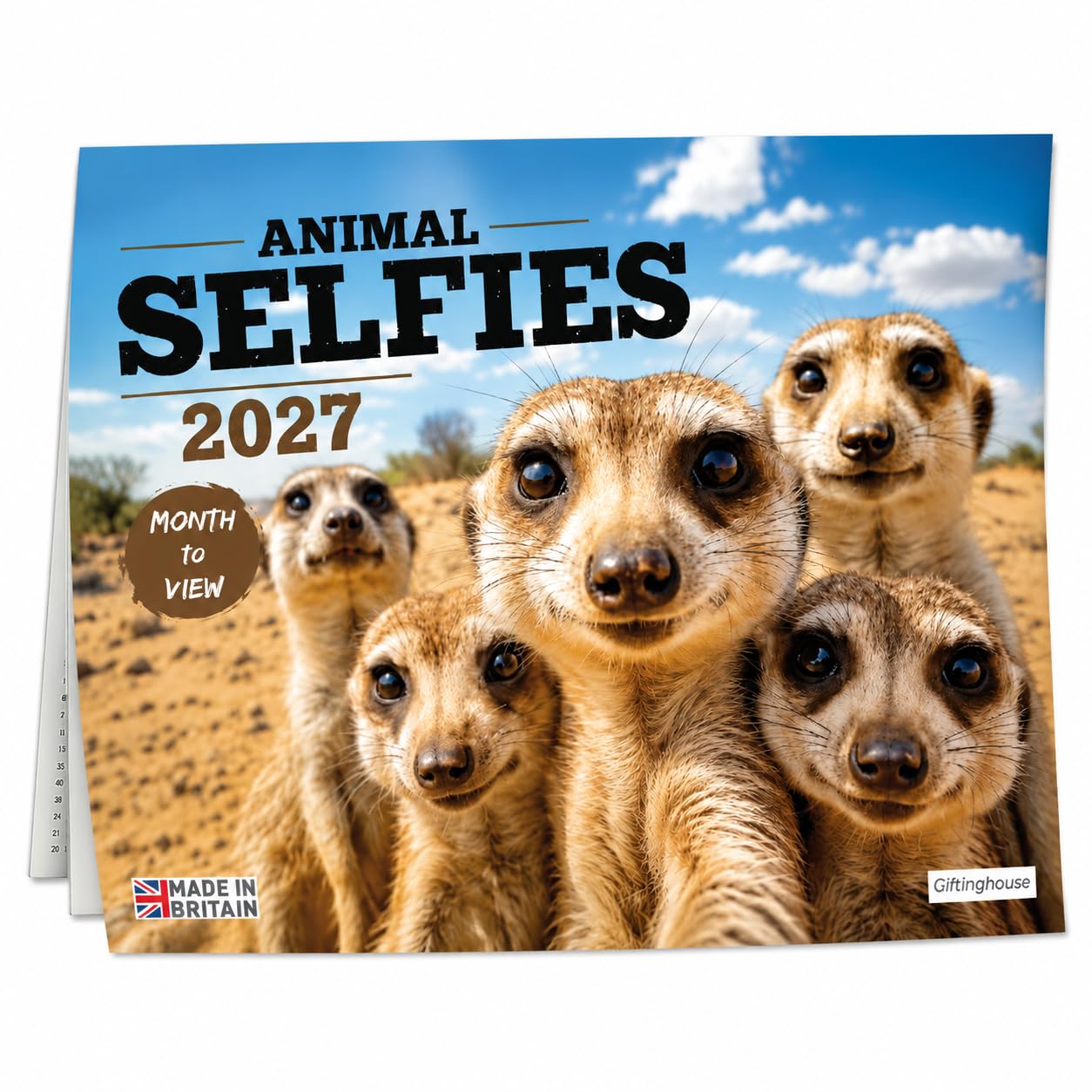 Funny Animal Selfies Calendar 2027 UK - A3 When open Wall Calendar 2027, Month-to-View (Jan 2027 - Dec 2027) - Eco-Friendly - Made in the UK.