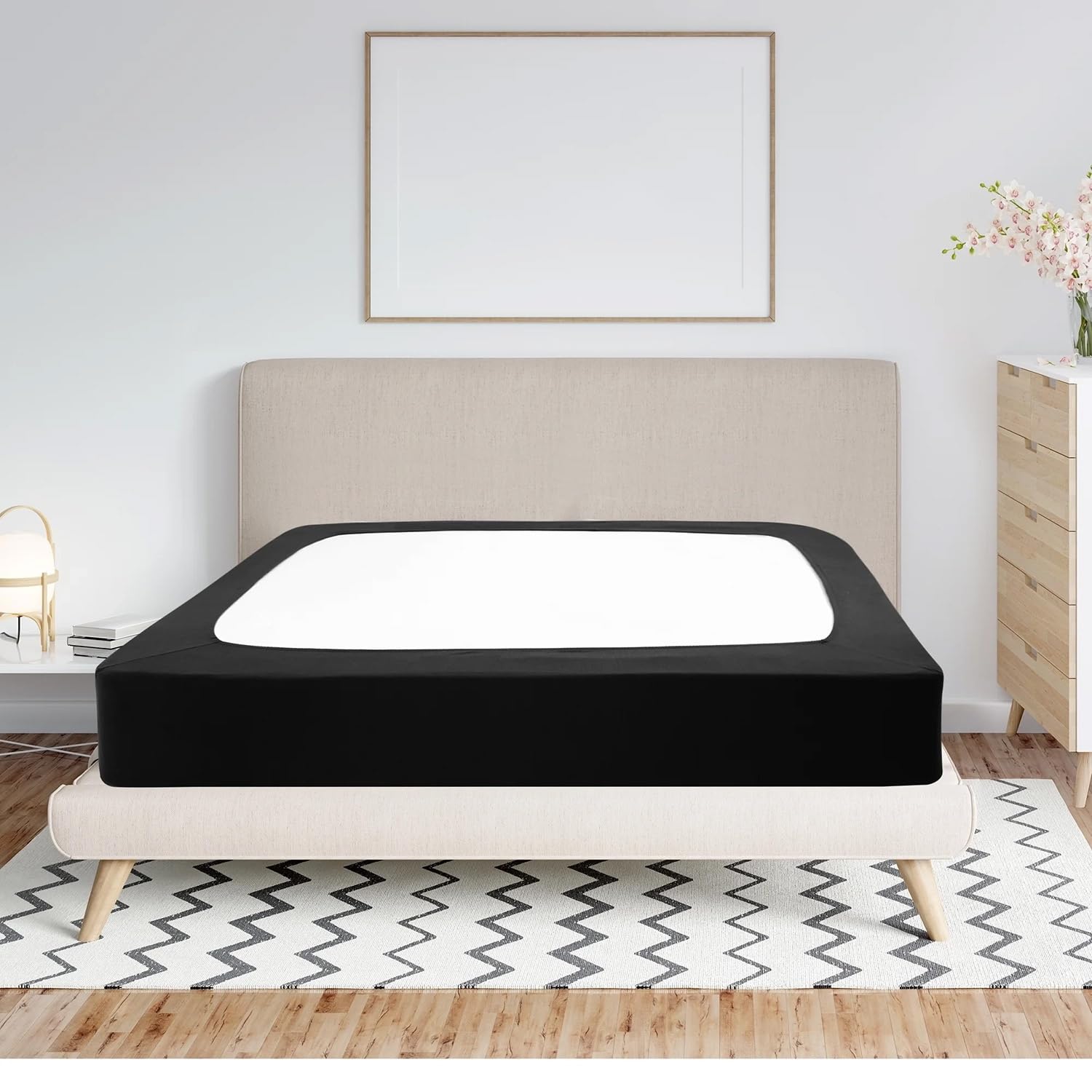 Mantovana Letto Matrimoniale Singolo Elasticità Vestiletto 120x200 160x190 Microfibra, Coprirette Elastica a 4 Lati, Facile da Rimuovere e Lavare(Bianco,180x200+38cm)