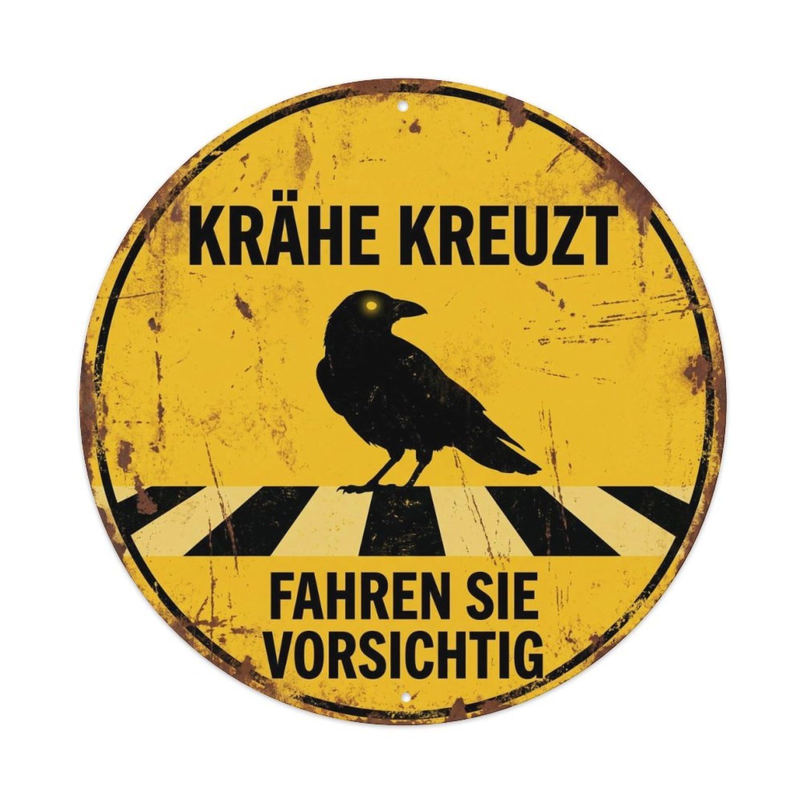 Crow Crossing Fahren Vorsichtig Provincial Vintage Metal Tin Sign Plaque Wall Decor for Cafe, Club Bar, Office, Garden Metal Poster 8x8Inch