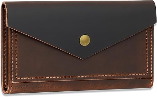 Miniatura 9 de TheAntiq - Bolsa de cuero para moneda, cartera de mano retro para hombres y mujeres, cartera de efectivo, sobre de efectivo, bolsa de moneda con