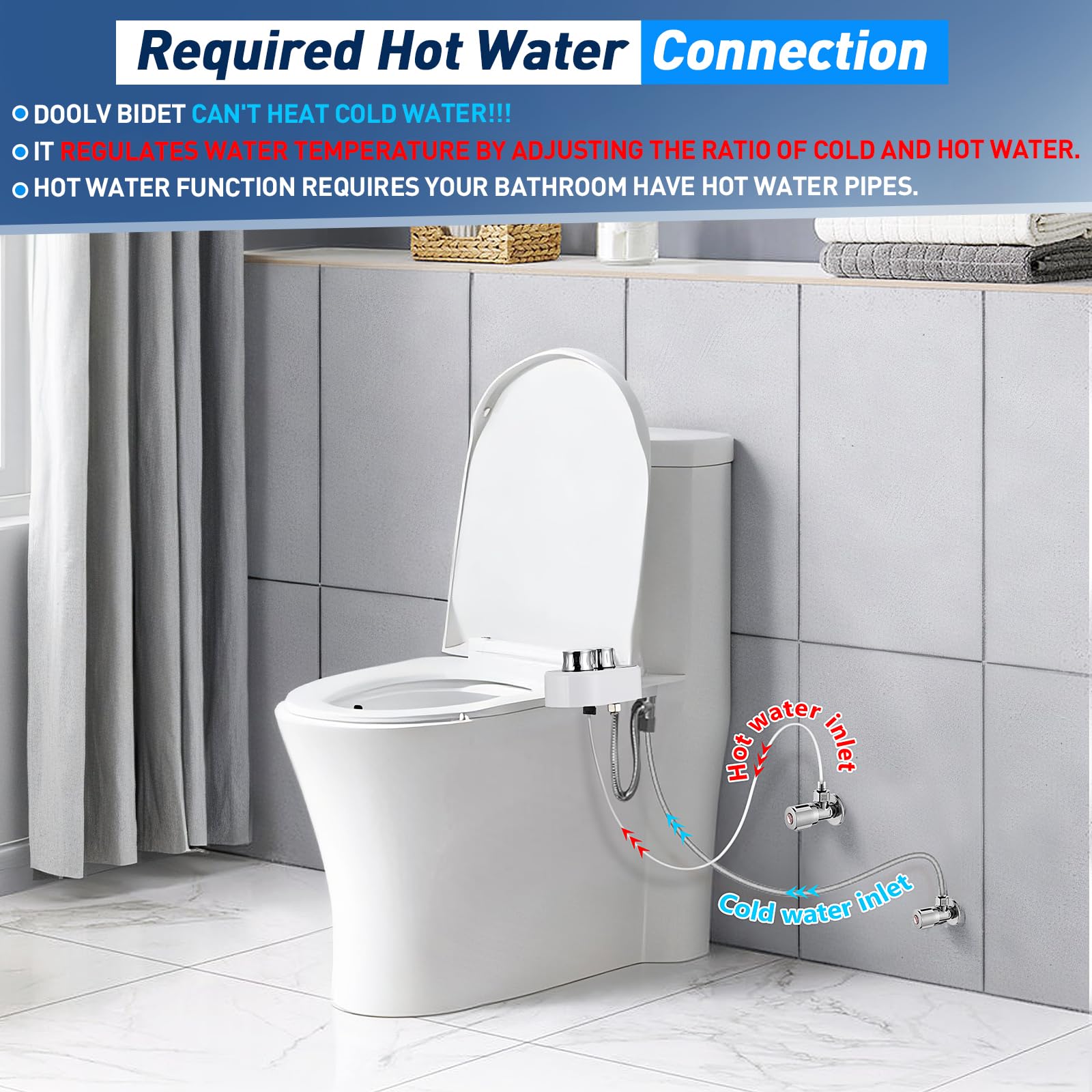 Upgraded Hot Cold Bidet Attachment - Front Rear Wash Adjustable Water Pressure with Self-Clean Retractable Single Nozzle Non-Electric — view 4