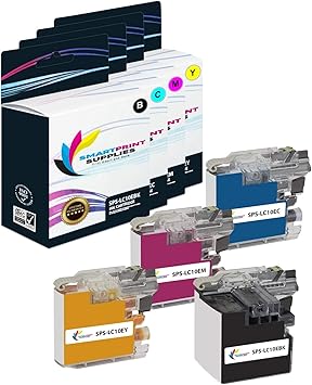 خرطوشة حبر LC10E LC10EBK LC10EC LC10EM LC10EY متوافقة مع طابعات Brother MFC-J6925DW باللون الأسود والسماوي والأرجواني والأصفر - عبوة من 4 قطع