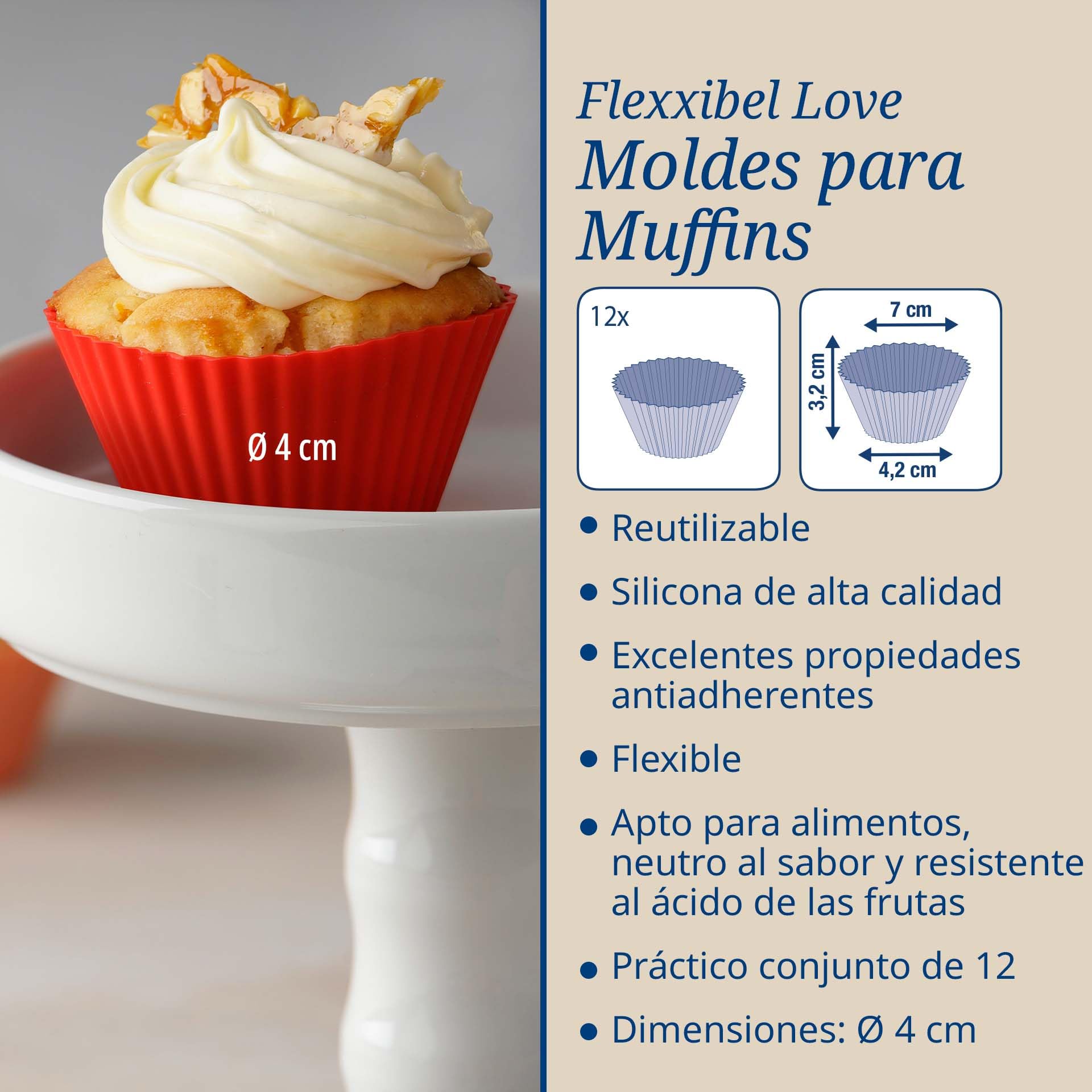 Dr. Oetker Capsulas de Silicona para Magdalenas, moldes Individuales para Hornear Muffins o Cupcakes, en Colores, 6,5x4cm, 12uds Platinum, Surtidos en Gris, Naranja y Rojo, 6,5 x 6,5 x 4 cm (1263)