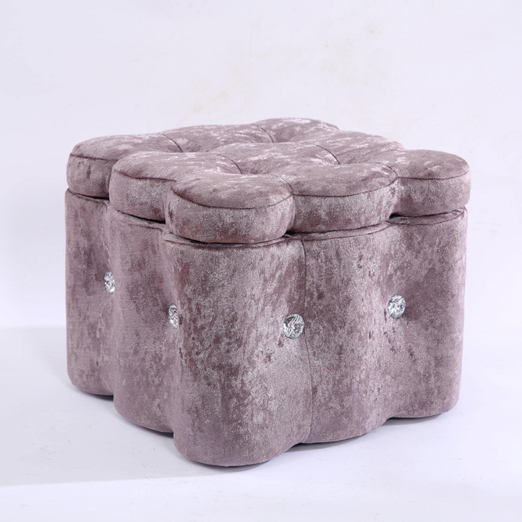Pouf repose-pieds en flanelle grise 35x35x28cm pour salon et chambre