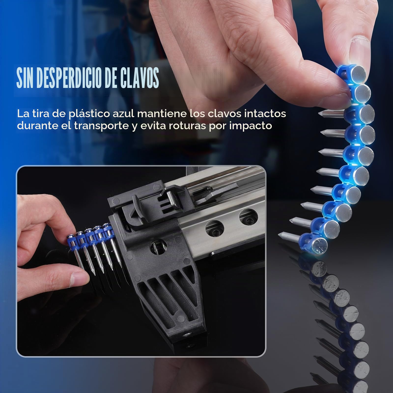 KIMSING MTSD-32 12GA clous pour béton 32mm 1000 pces pour portes | Galvanizado grueso anticorrosión, tira plástica para carga fácil, 32mm, para puertas, ventanas y techos