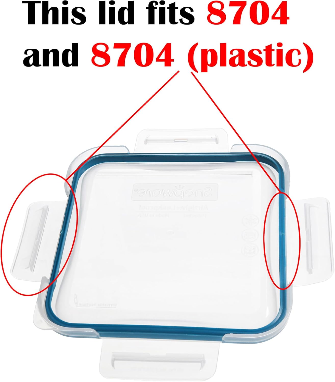 Snapware 8704-PC 4-Cup Total Solutions Lid w/Blue Spruce Gasket (4-Pack) - Made in USA