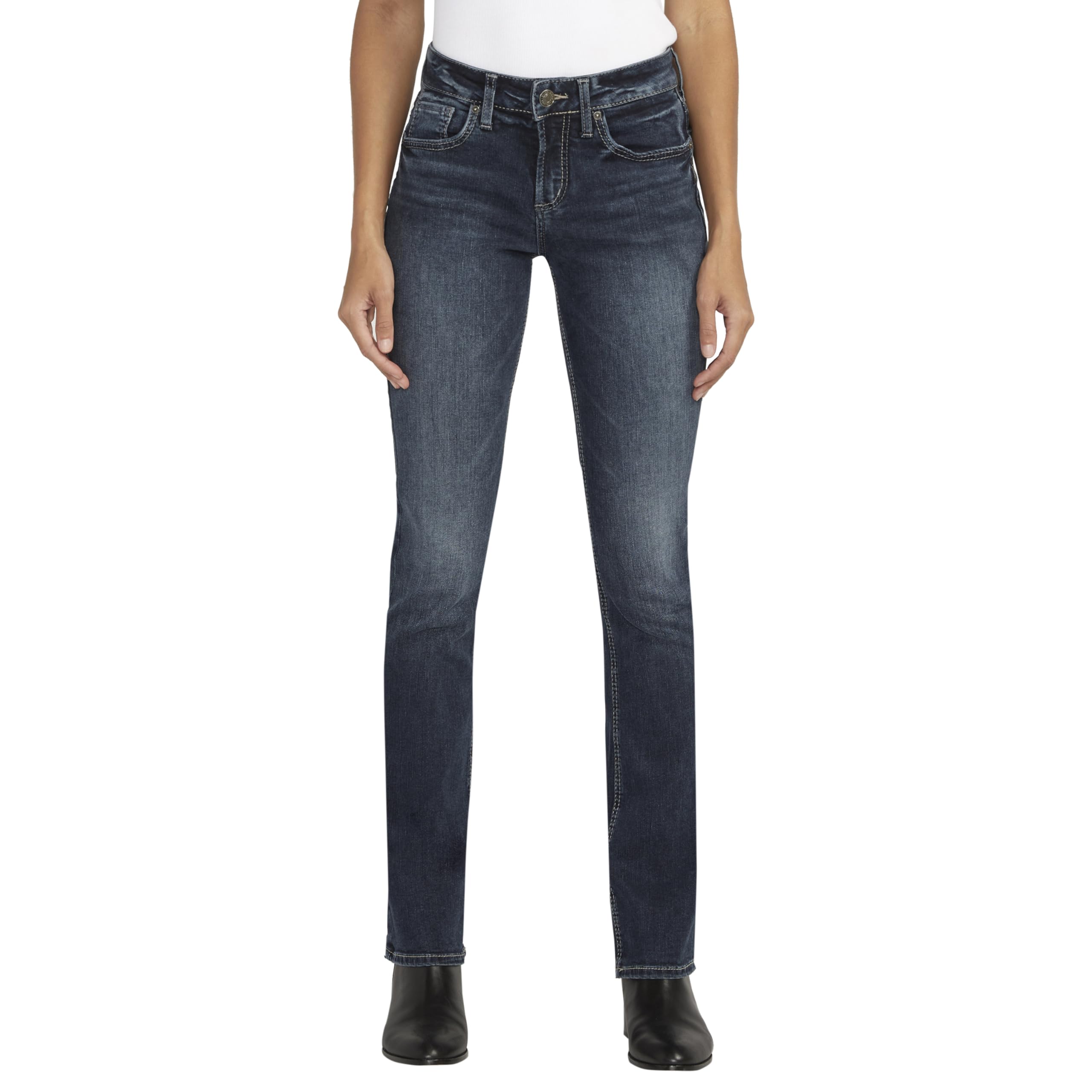 Silver Jeans Co. Women's Suki Mid Rise Curvy Fit Slim Bootcut Jeans - Legacy