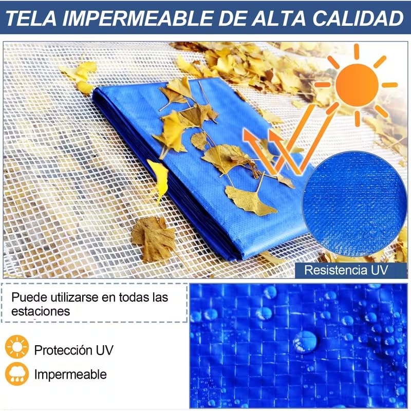 MORE FREE - Lona Impermeable Azul 70g/m² – Polipropileno y Polietileno, Resistente al Moho, con Ojales de Aluminio, Ideal para jardín, Coche y Muebles (5X6M)