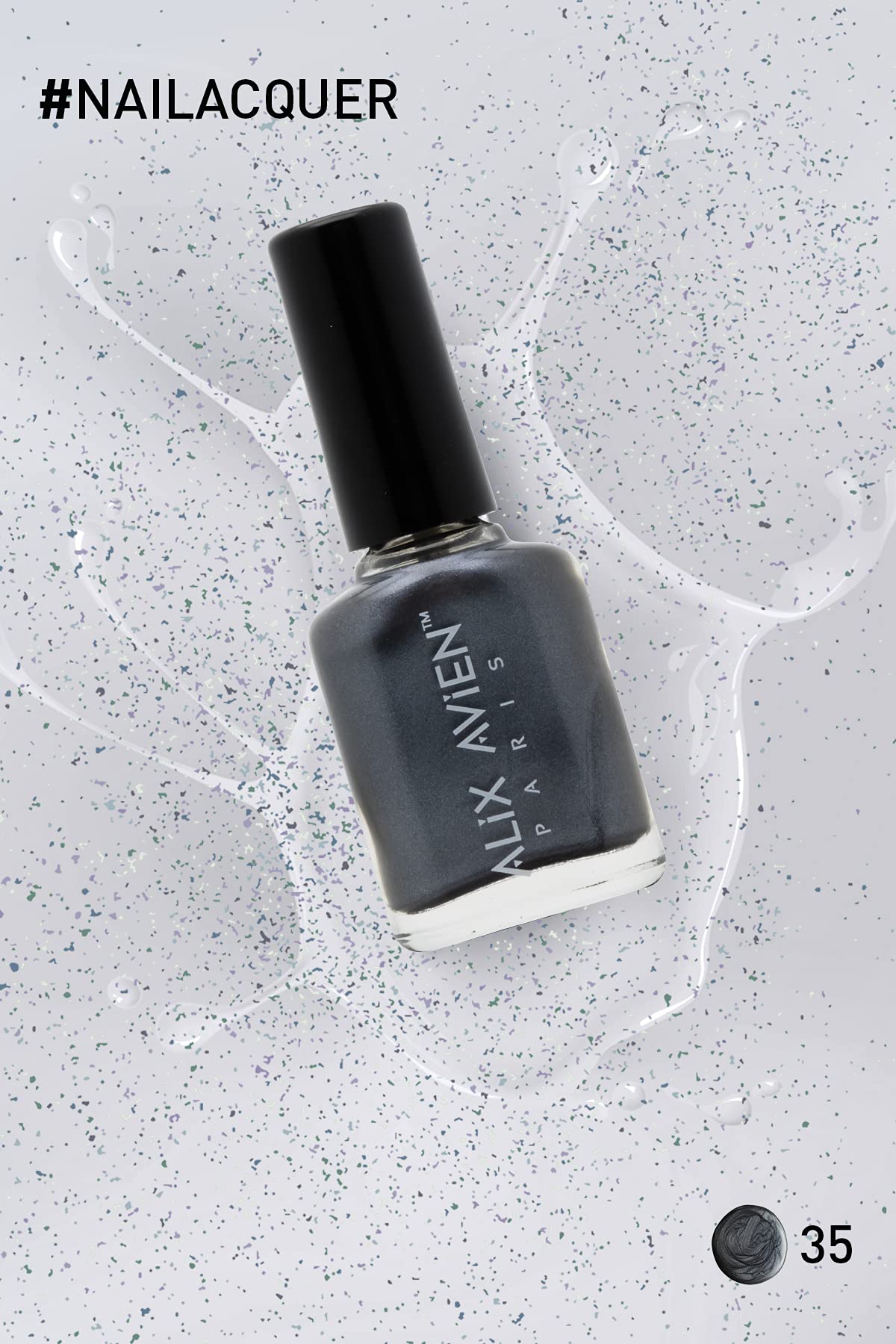 ALIX AVIEN Sedefli Gri Oje 35 - Yüksek Pigmentli Uzun Süreli Kalıcılık Hızlı Kuruma - Nail Lacquer 35