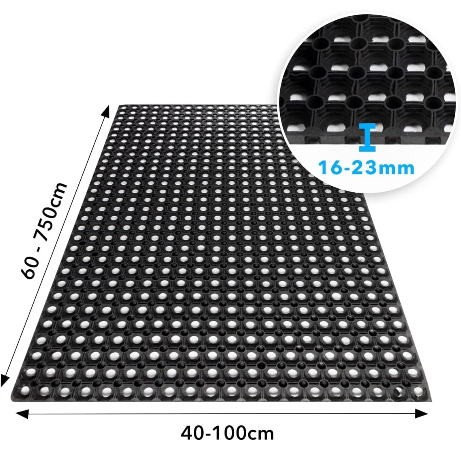 KARAT Tapis alvéolaire en Caoutchouc - Octo Door - 23 mm d'épaisseur - antidérapant - Tapis de Chevaux - Excellent Effet de Drainage (100 x 100 cm)