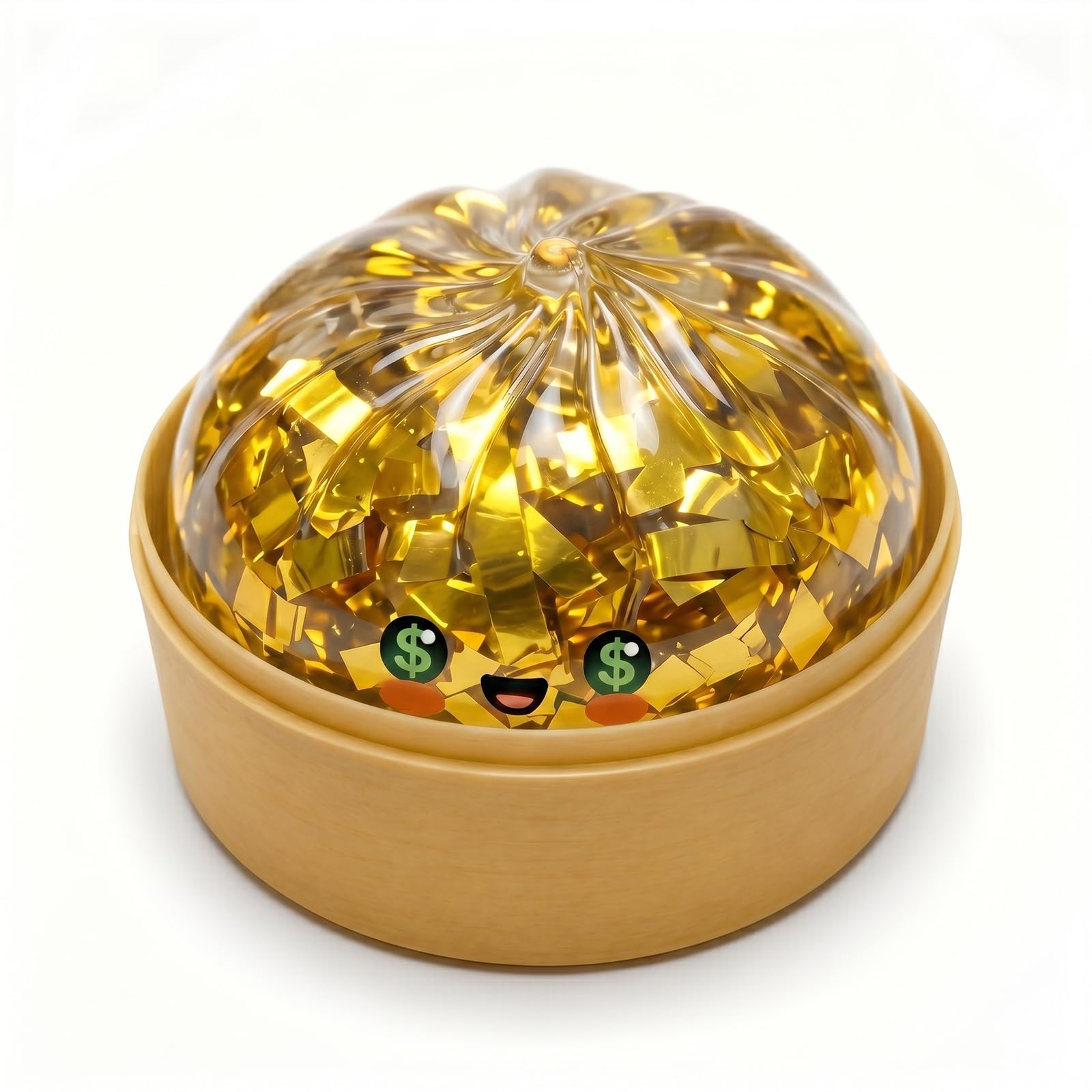 Golden Ticket Edition Dumpling Squishy Mystery Box,Ball with Water Beads Glitter Dumpling Squishy,Squeeze Dough Ball Stress Relief Hand Toys with Food Steamer Fidget Sensory Toy (Gold-1 PCS)