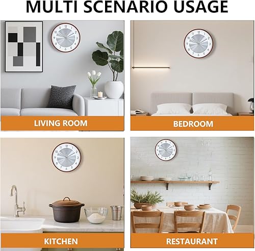 Miniatura 8 de Reloj de pared silencioso de grano de madera de 12 pulgadas, funciona con pilas, con números grandes, relojes de pared decorativos analógicos que no