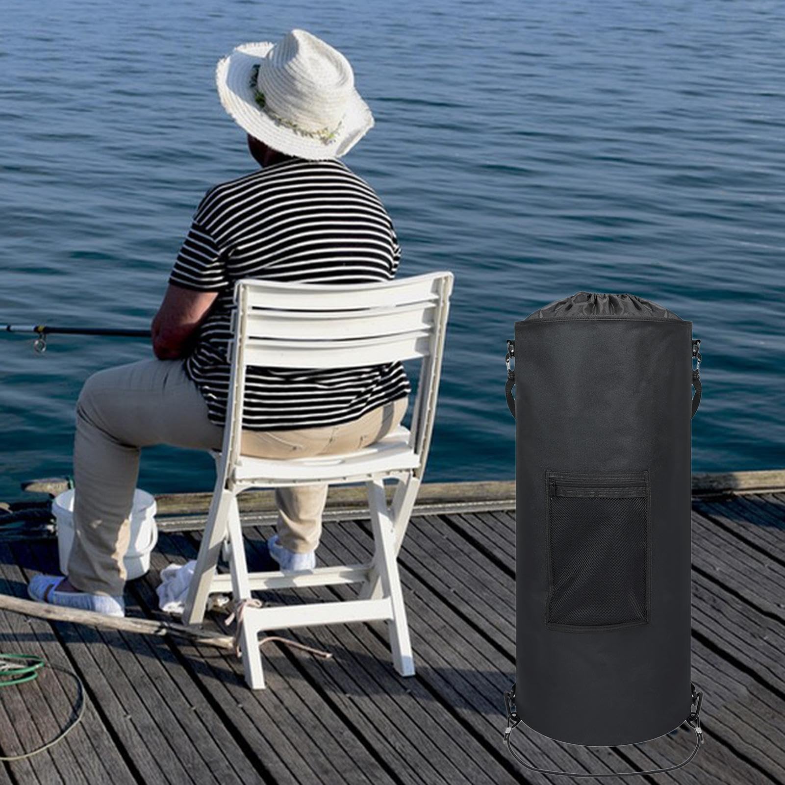 Générique Poubelle Pour Bateau | Accessoires De Rangement Nautique - Conteneur Étanche Pliable 42-57 Litres avec Sac à Cordon pour Camping Voyage Camion et Plein Air