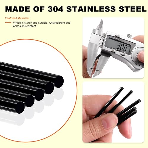 Miniatura 11 de Tanstic Juego de 29 varillas de acero inoxidable 304 de 0.059 in, 0.079 in, 0.098 in, 0.118 in, 0.157 in, 0.197 in, 0.236 in, 0.315 in de diámetro