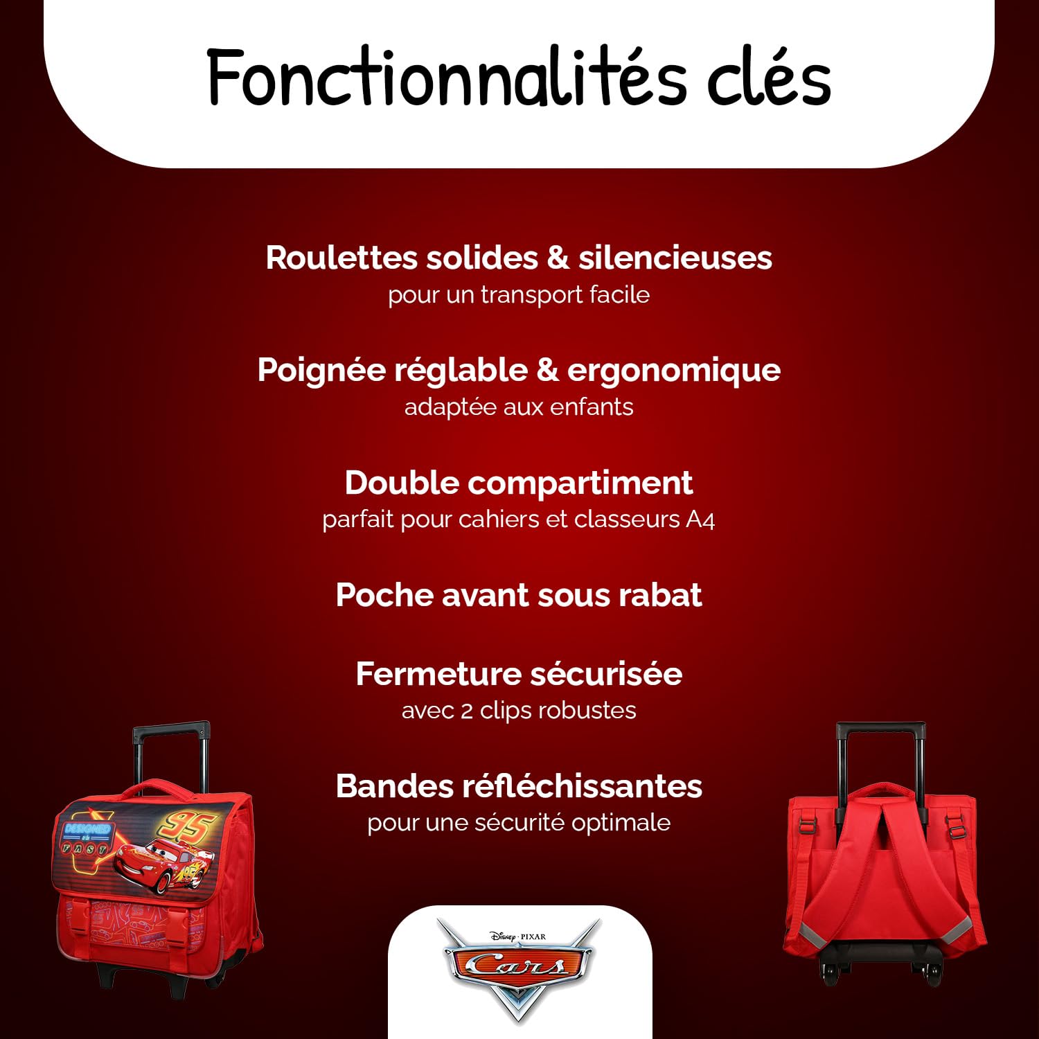 Bagtrotter - Cartable Primaire Garçon 38 cm - Grand Rangement - Tons Orange & Rouge - Différents Modèles & Licences