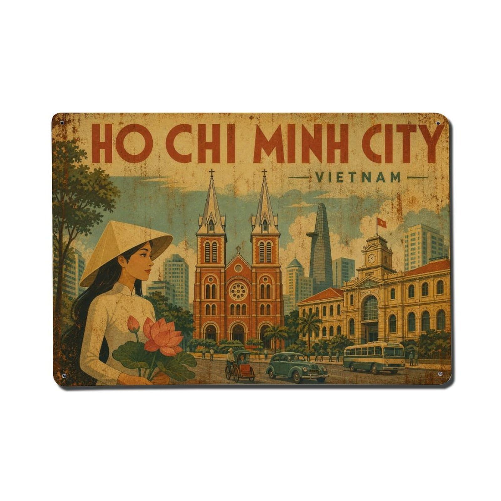 Ho Chi Minh City Vietnam Heritage Travel Retro Metal Tin Sign