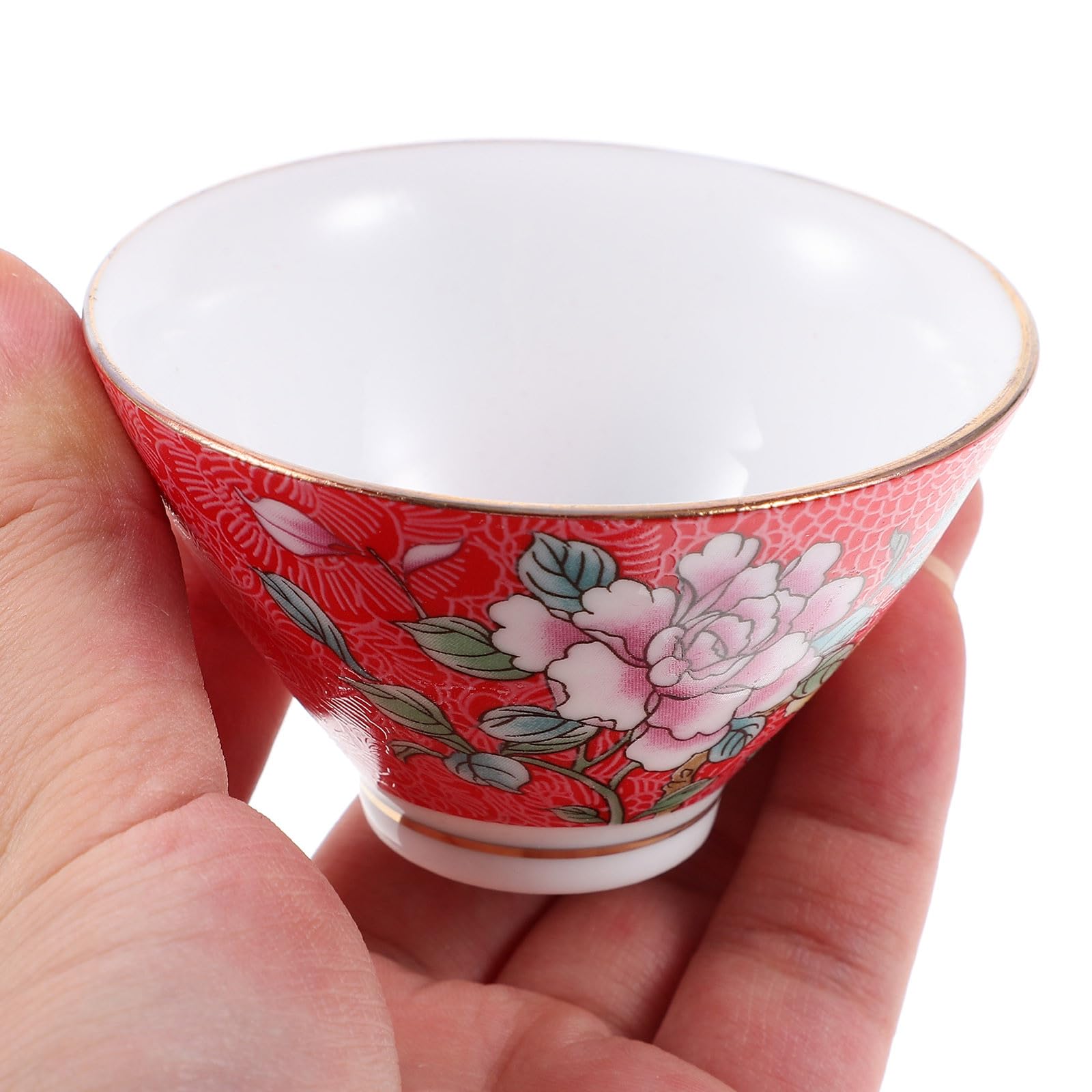 ABOOFAN Juego de 6 Tazas de Té de Cerámica China Pequeñas Diseño Retro Boca Redondeada Multiuso para Fiesta de Té