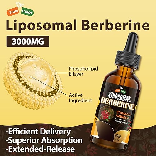 Miniatura 3 de Gotas líquidas de suplemento de berberina, suplementos de berberina liposomal de alta biodisponibilidad, complejo de berberina HCL con canela de