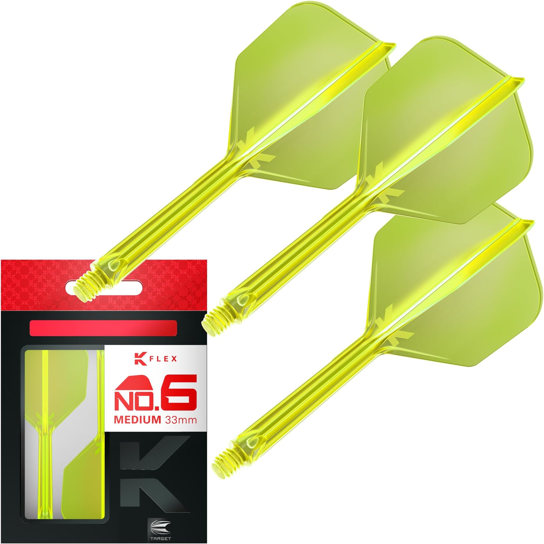 Target Darts K Flex Integrated Dart Flights And Shafts, No.6 | Pack Of 3 K-Flex - No6, Kflex All In One Moulded Dart Flight & Stem Lengths: Short, Intermediate & Medium | Professional Dart Accessories