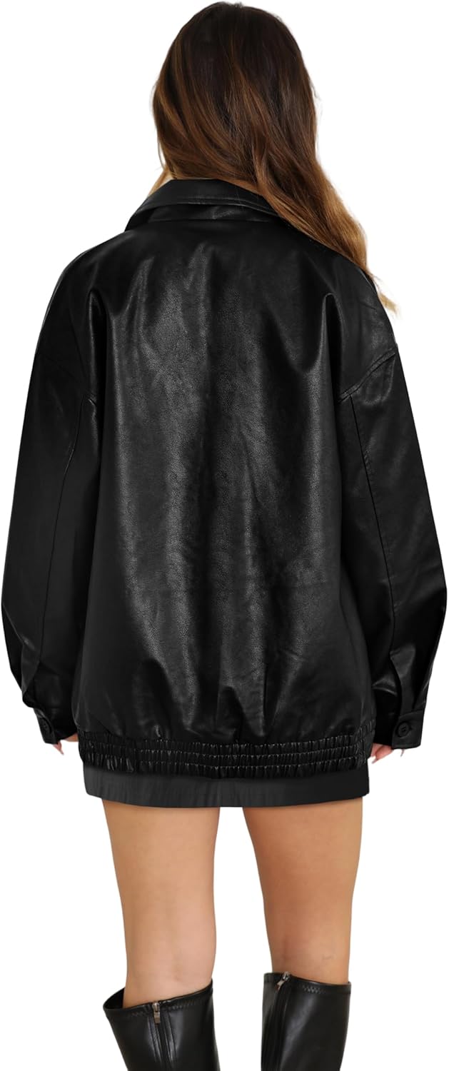 WIHOLL Womens Leather Jackets Faux Suede Oversized Fall Motorcycle Coats Fashion Winter Outfits Clothes Y2k Tops - Image 5