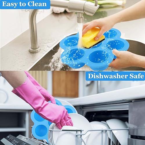 Miniatura 7 de XANGNIER Molde de silicona para freidora de aire, paquete de 2 bandejas reutilizables para mordeduras de huevo con tapa, alternativa a la máquina de