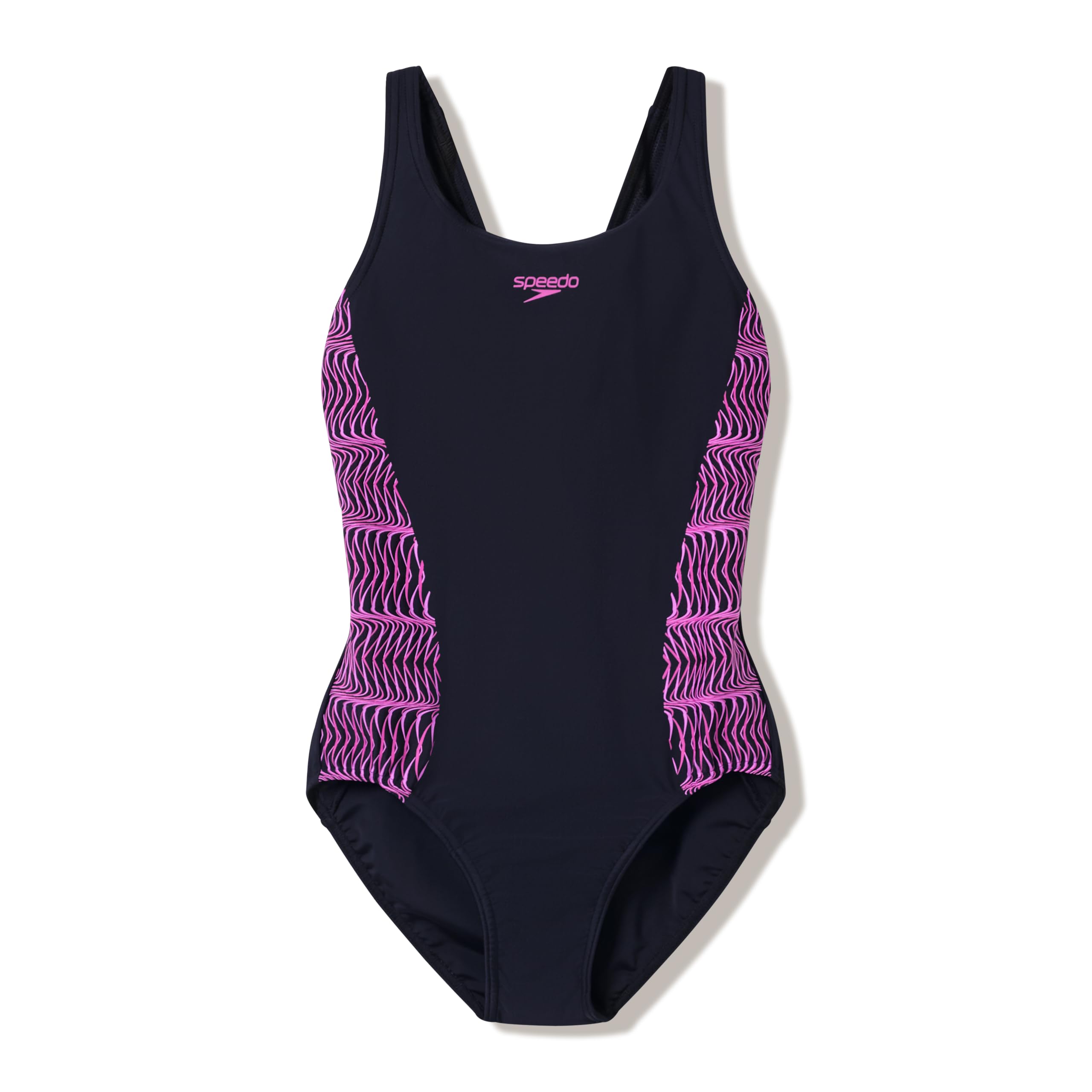 Speedo Women's Placement Muscleback Swimsuit Swimming Costume Black Size 36" Approx UK 12
