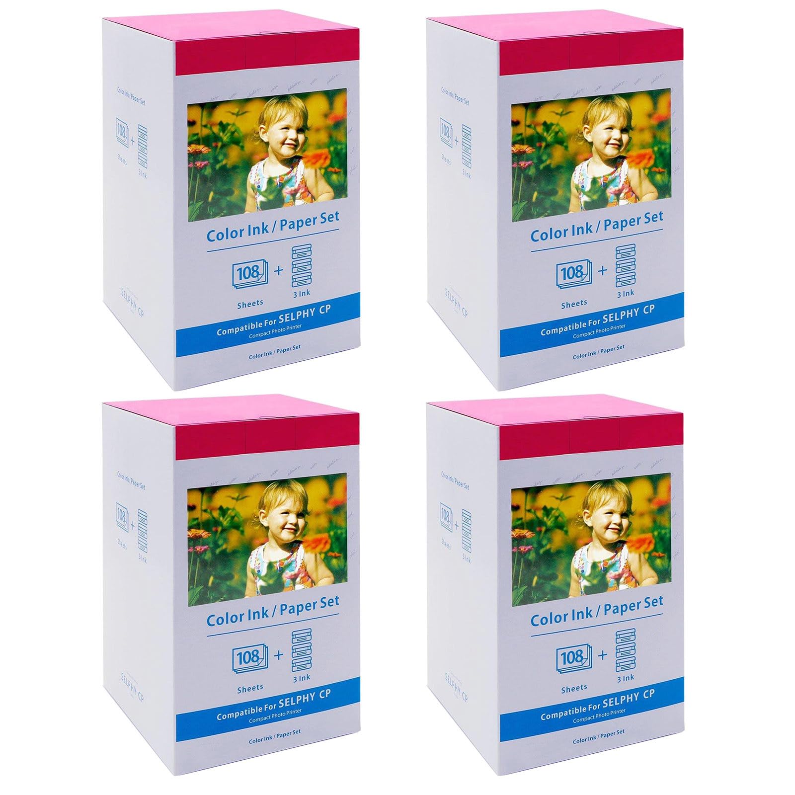 NineLeaf 4PK Kompatibel für Canon Selphy CP1300 CP1500 CP1200 CP1000 CP910 CP820 und Kartusche, KP-108IN 3115B001(AA) Postkarten für Canon Selphy Fotodrucker, 12 Kartusche+432 FotoPapier (100 x 148mm)
