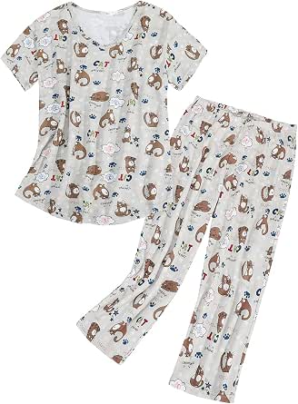 Century Star Women's Summer Pajama Set - Soft Cotton Blend Top & Capri Pants, Snowman Print - View #7